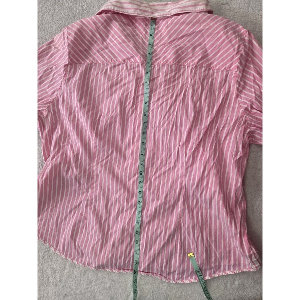 Tommy Hilfiger Womens Pink White Striped Button Down Shirt Size 20 Collared - Picture 8 of 10